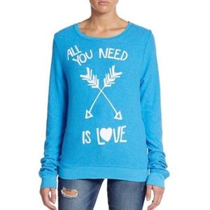 Cozy Blue Wildfox Sweater All You Need Is Love